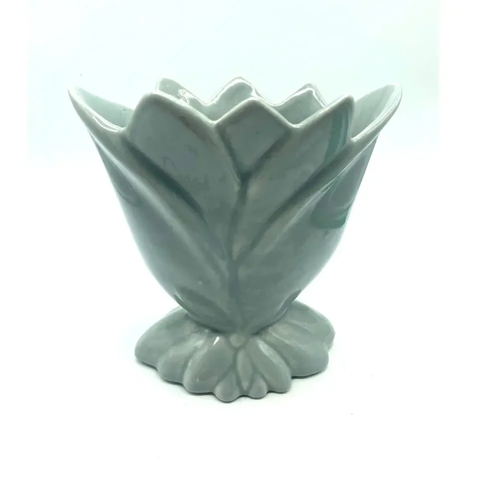 Haeger Pottery light Gray Fan‎ Tulip Vase1948 Vintage rare
